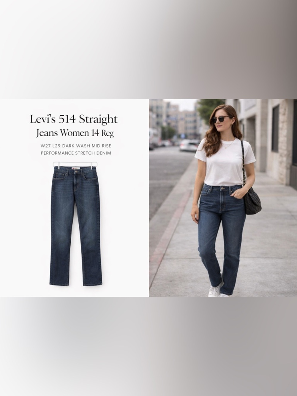 Levi’s 514 Straight Jeans Dark Wash Mid Rise Performance Stretch Denim W27 L29
